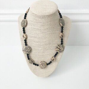 NWT Genuine Tiger Jasper & Czech Crystal Beaded Necklace Brown Black